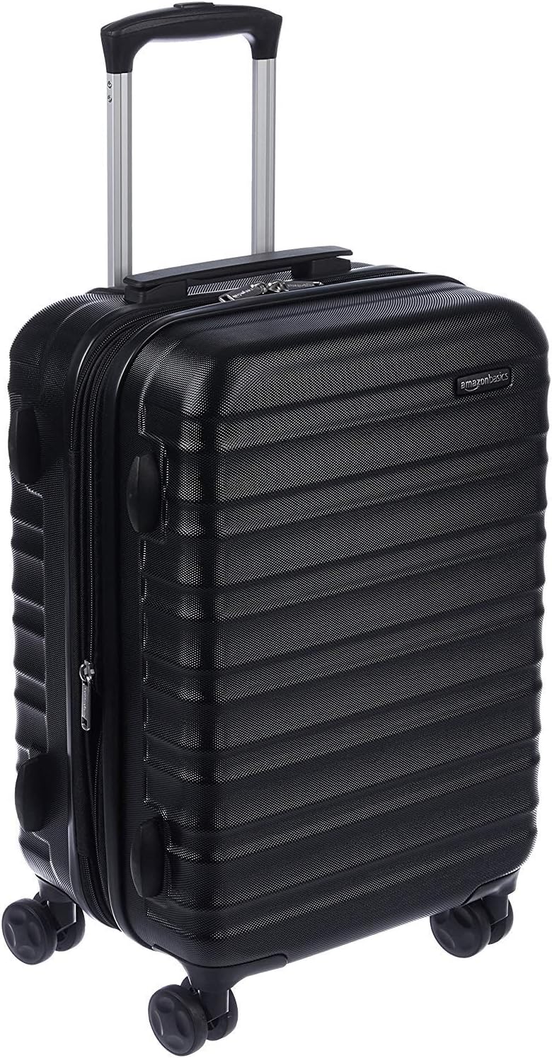 Amazon Basics Expandable Hardside Carry-On Luggage, 20-Inch Spinner with Four Spinner Wheels and Scratch-Resistant Surface, Black 