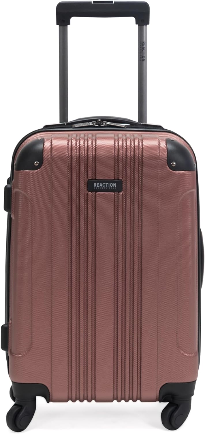Kenneth Cole REACTION Out of Bounds Lightweight Hardshell 4-Wheel Spinner Luggage, Rose Gold, 20-Inch Carry On 