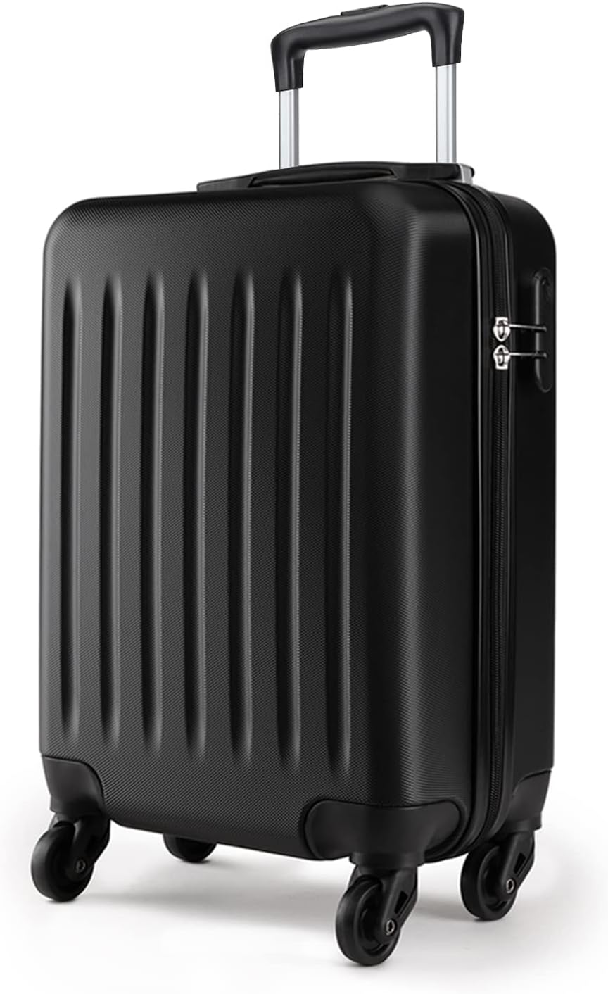 Kono Carry on Suitcase 19 Inch Hardside Carry on Luggage Small Suitcase with Spinner Wheels Lightweight Rolling Cabin Suitcase for Airplanes Travel(Black) 