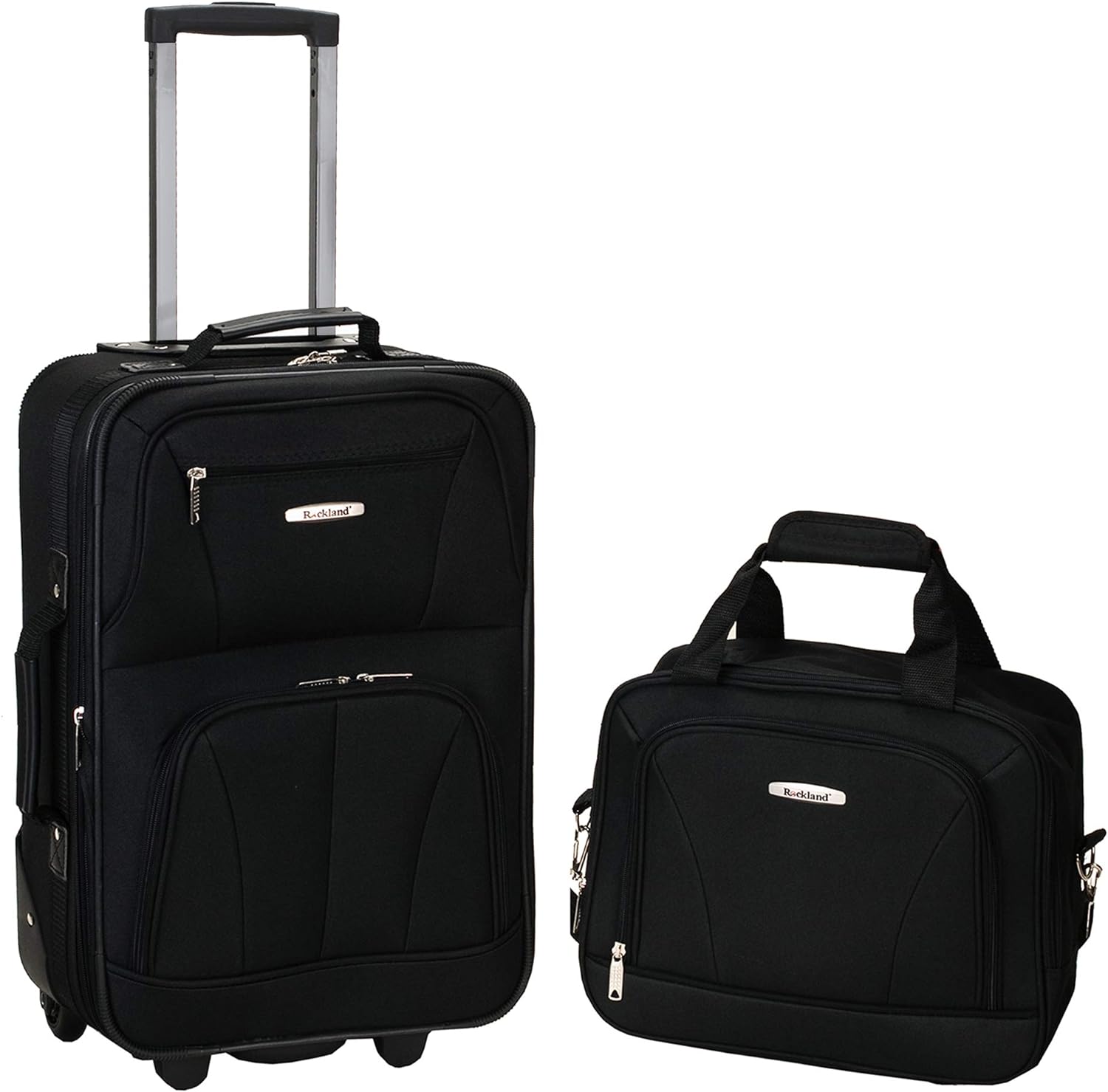 Rockland Fashion Softside Upright Luggage Set, Expandable, Black, 2-Piece (14:19)
