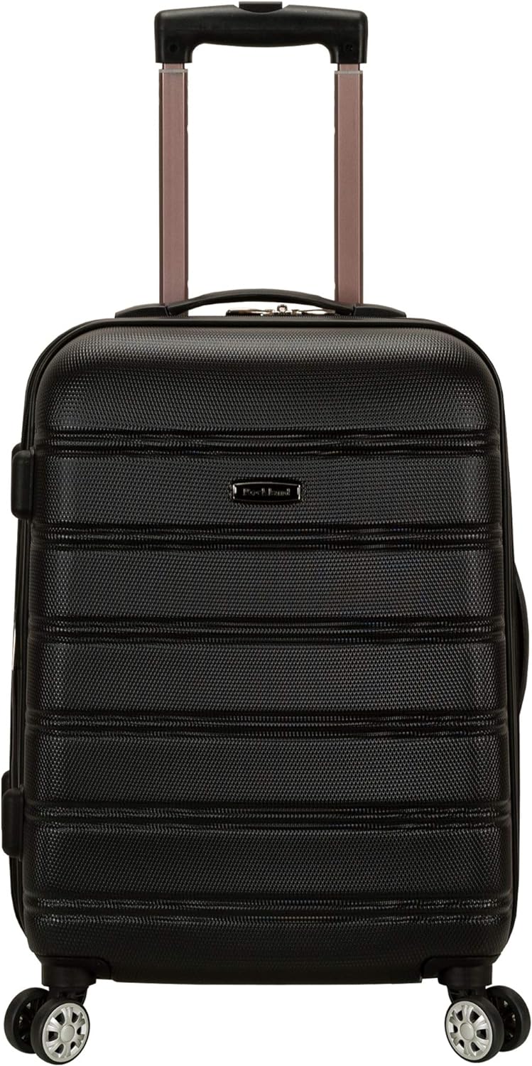 Rockland Melbourne Hardside Expandable Spinner Wheel Luggage, Black, Carry-On 20-Inch 