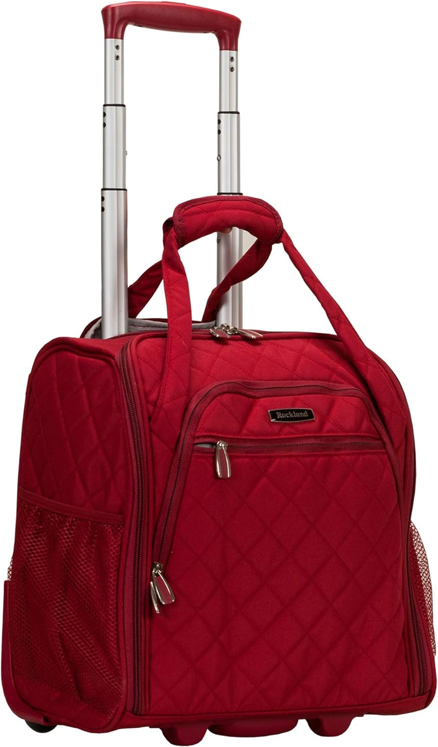 Rockland Melrose Upright Wheeled Underseater Luggage, Red, Carry-On 15-Inch 