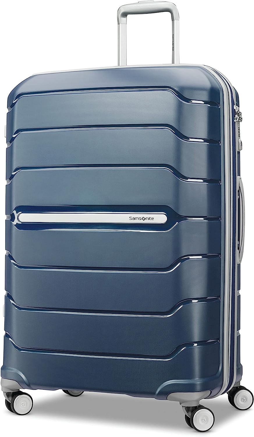 Samsonite Freeform Hardside Expandable with Double Spinner Wheels, Checked-Large 28-Inch, Navy 